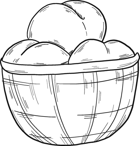 Peaches In A Bowl Coloring Page